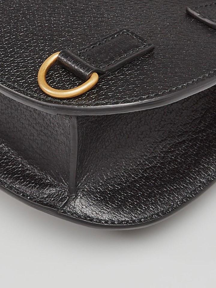 Gucci Crossbody Animalier Saddle Bag Black Leather