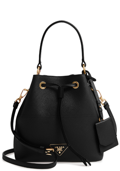 Prada Saffiano Leather Bucket Bag Black