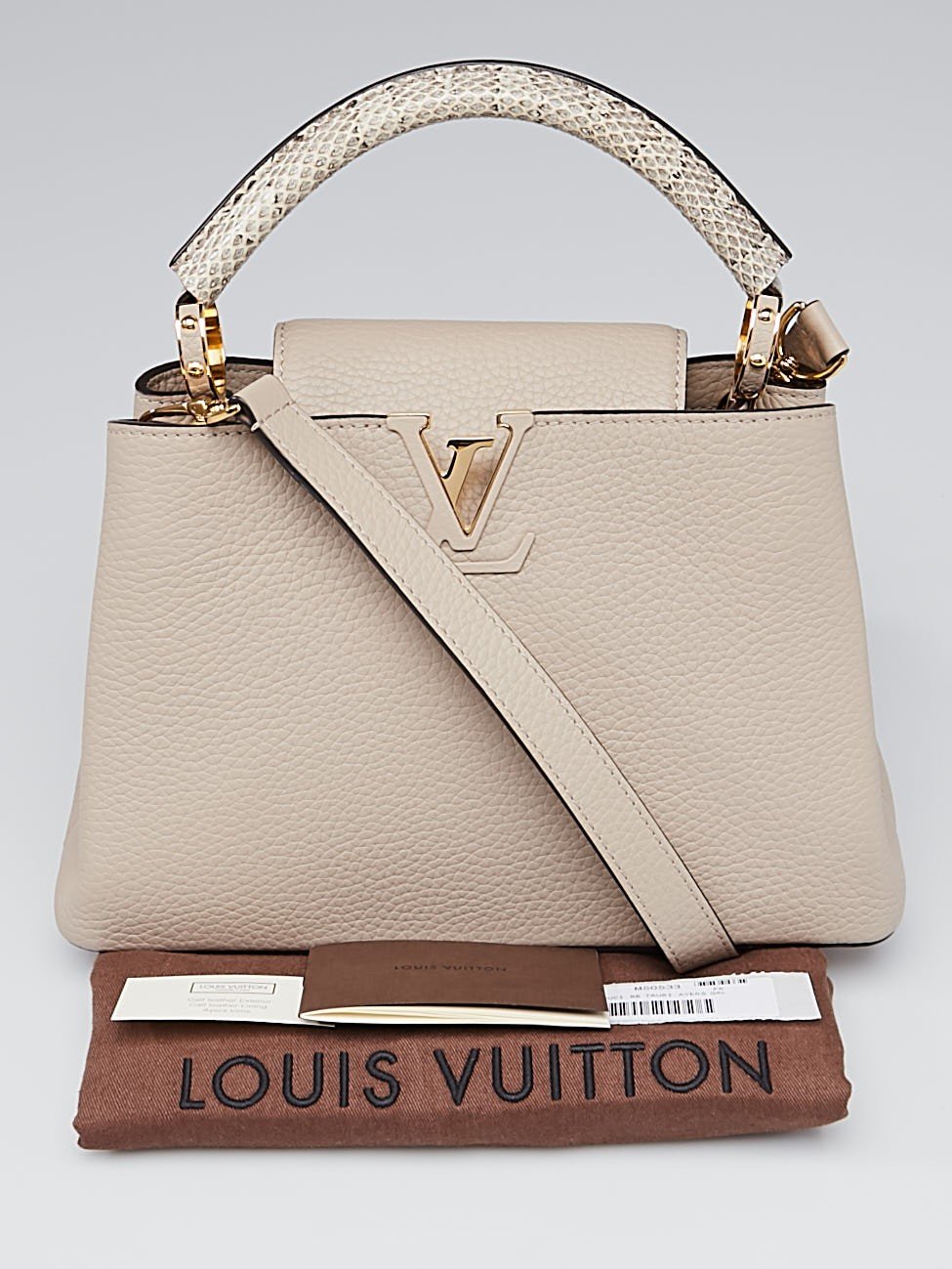 LV Capucines BB Taurillon Leather Python Galet Gray