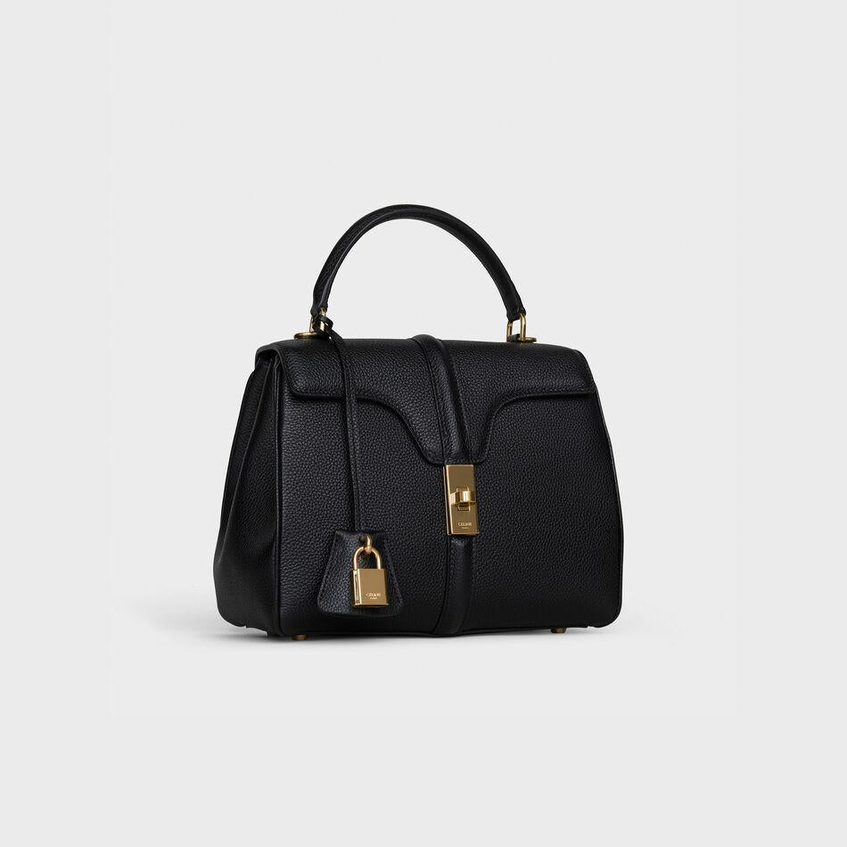 Celine Small 16 Bag In Grained Calfskin Black