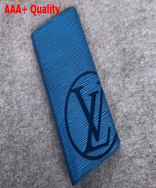 LV Circle signature Brazza Wallet Epi Leather Bleu Azur