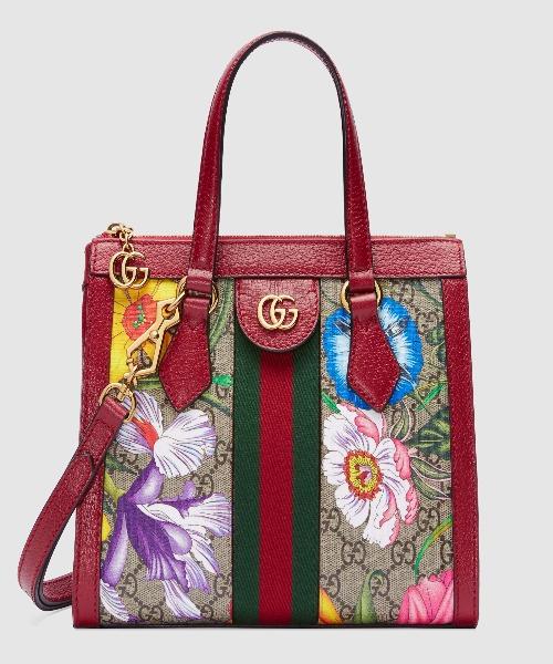 Gucci Ophidia GG Flora small tote bag red
