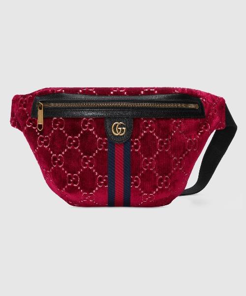 GG Velvet Belt Bag Red