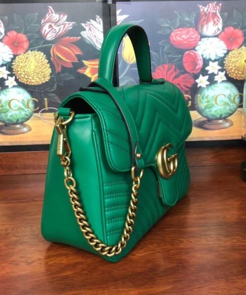 Gucci GG Marmont Small Top Handle Bag Emerald Matelassé