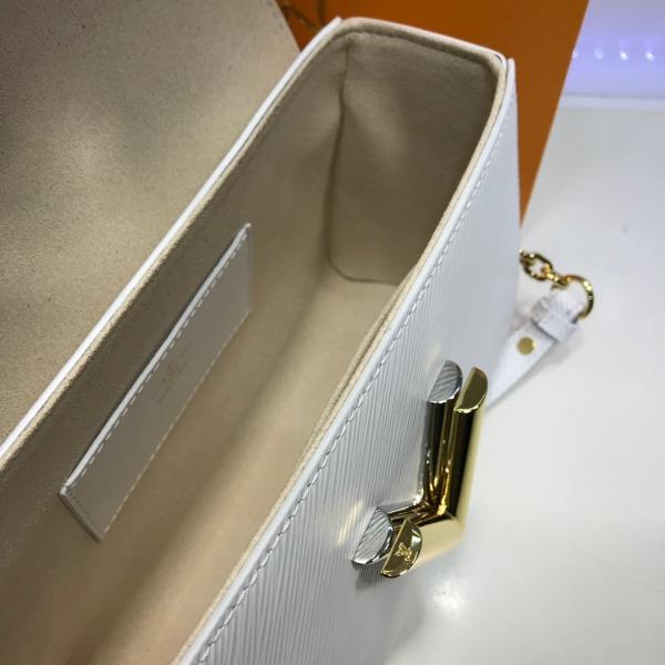 LV Twist MM Epi Leather White Gold-Colored Lock
