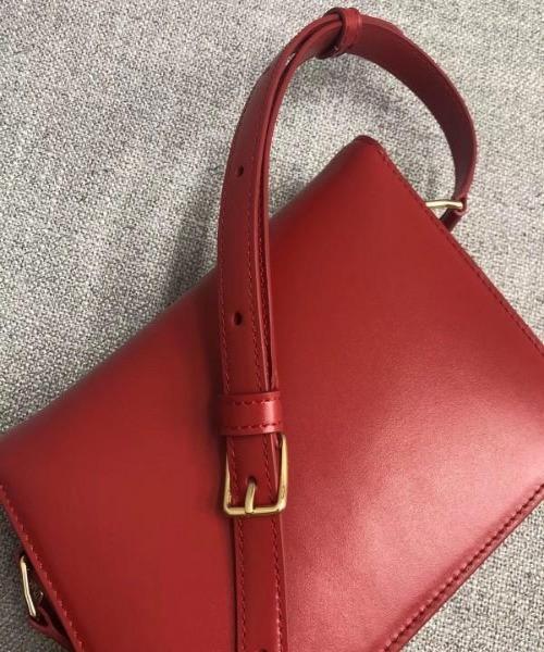 Celine Teen Triomphe Bag In Shiny Calfskin Red
