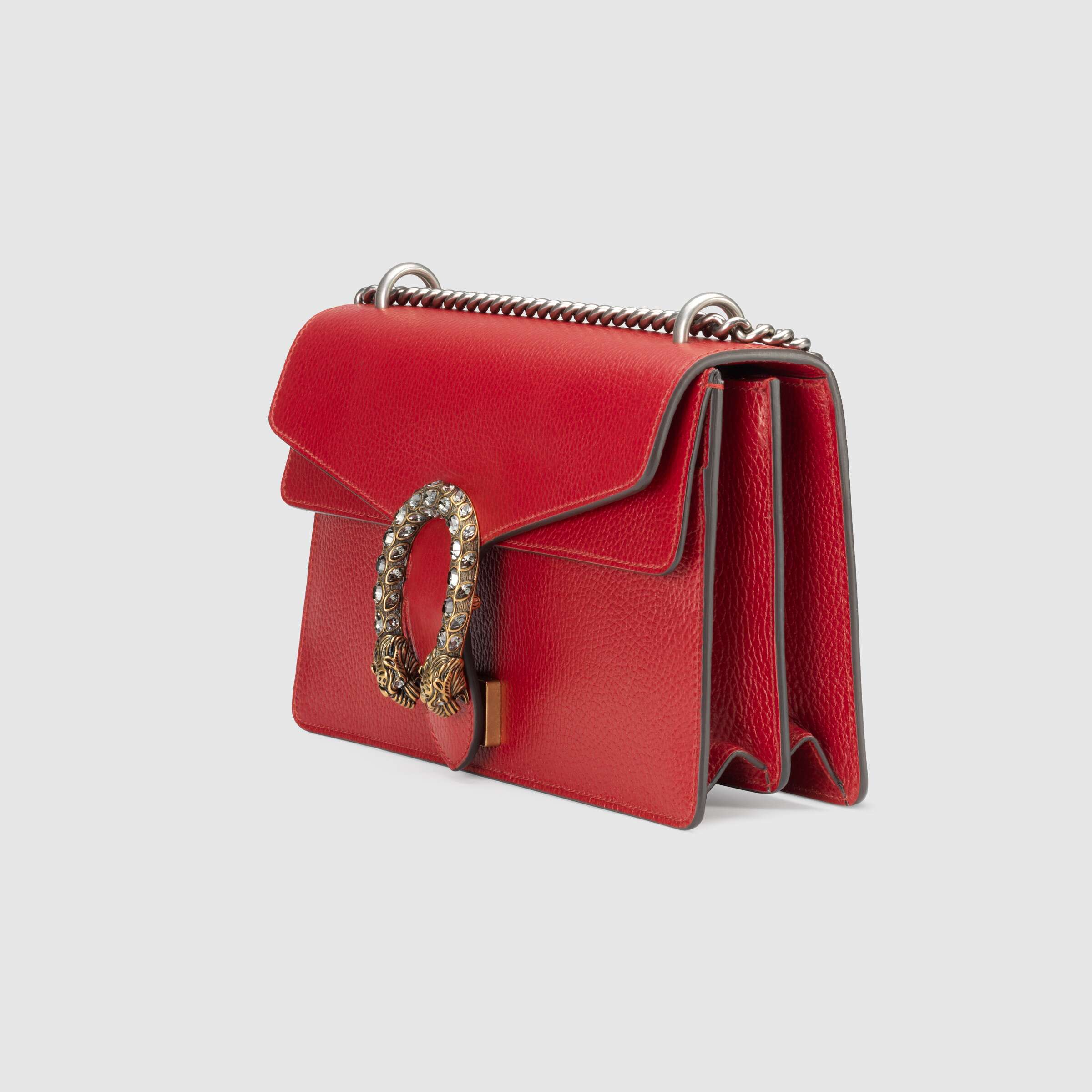 Gucci Dionysus Small Shoulder Bag Hibiscus Red Leather