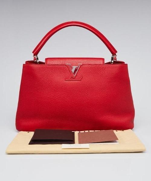 LV Capucines MM Taurillon Leather Bag Rubis