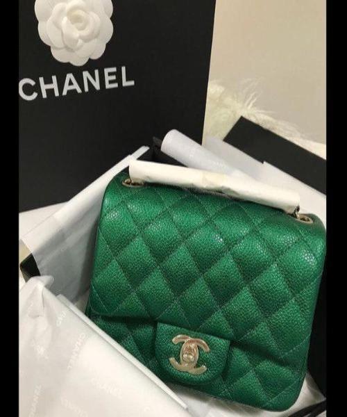 Chanel Classic Clutch Witch Chain – CWC Caviar Green Silver-Toned
