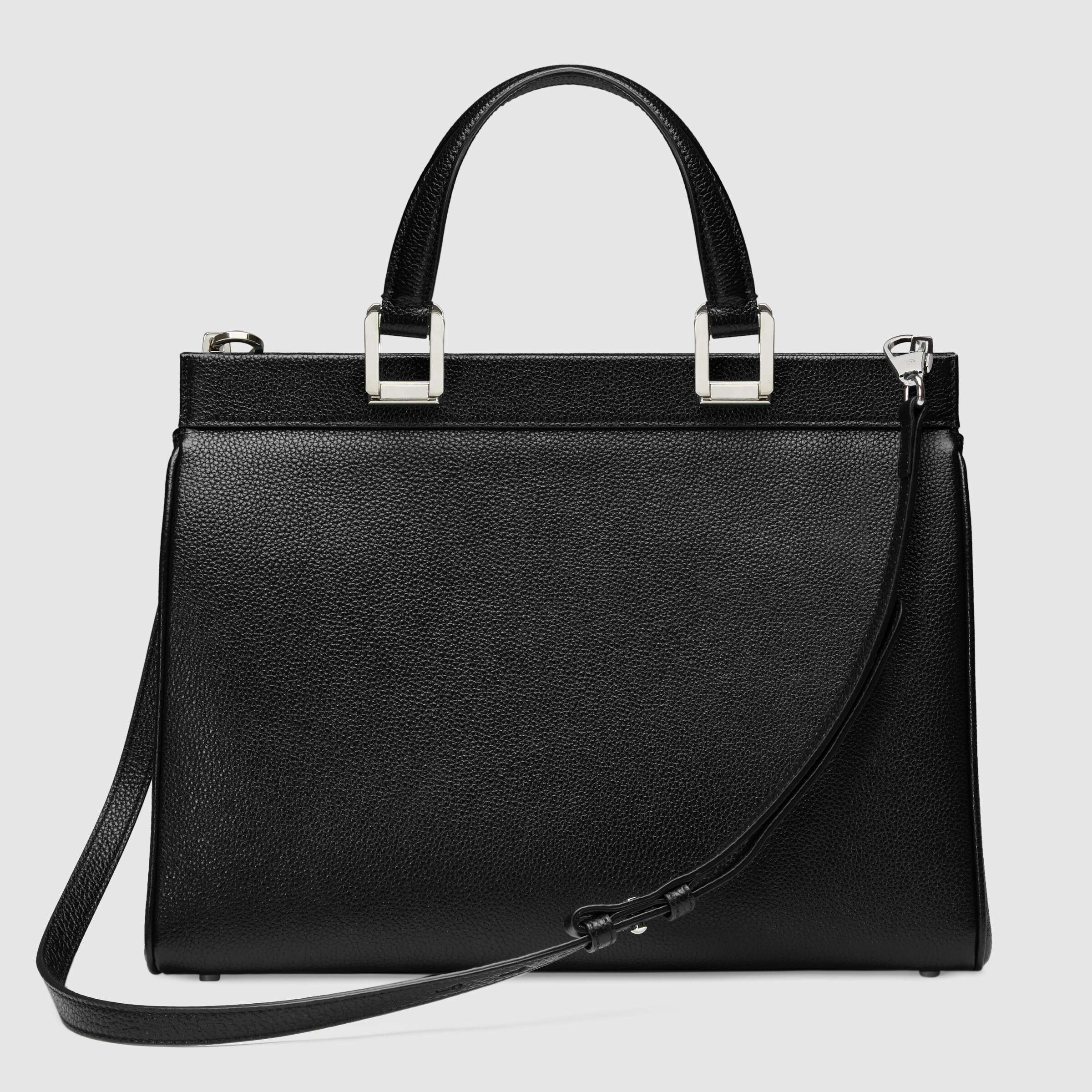 Gucci Zumi Grainy Leather Medium Top Handle Bag Black