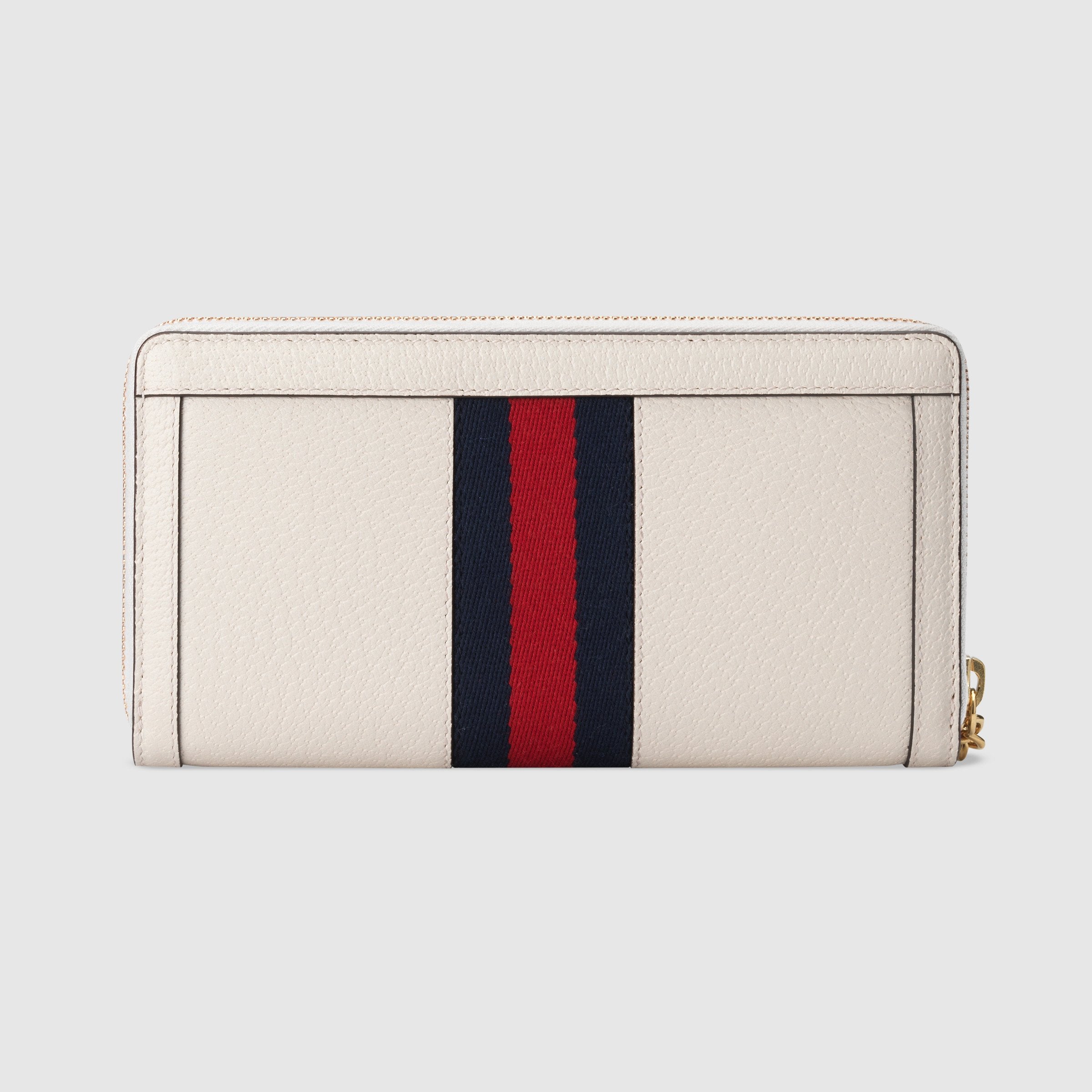 Gucci Ophidia Zip Around Wallet White Leather