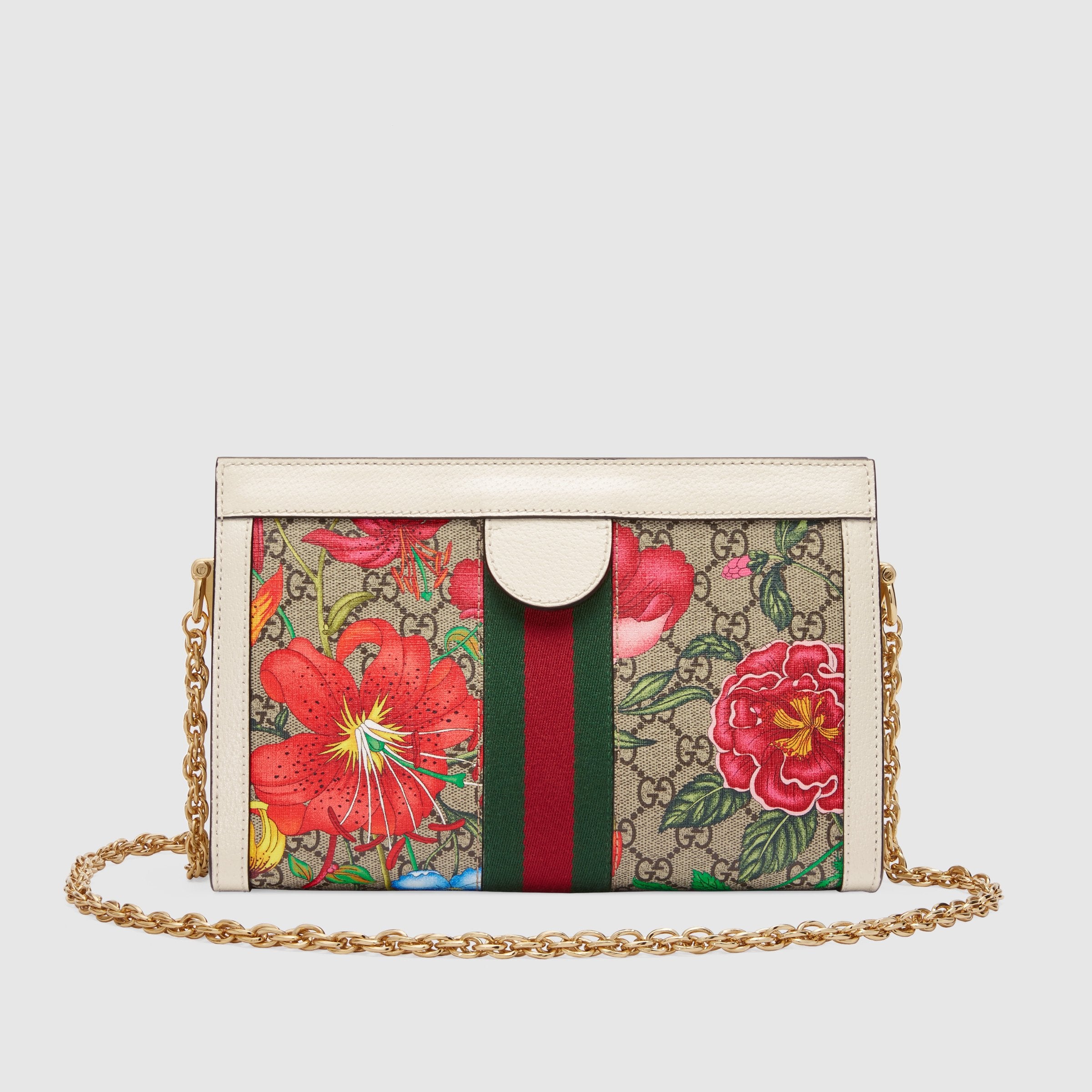 Gucci ophidia GG Flora Small Shoulder Bag white