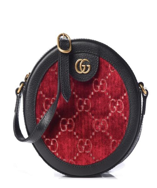 Gucci GG Velvet Round Shoulder Bag Red