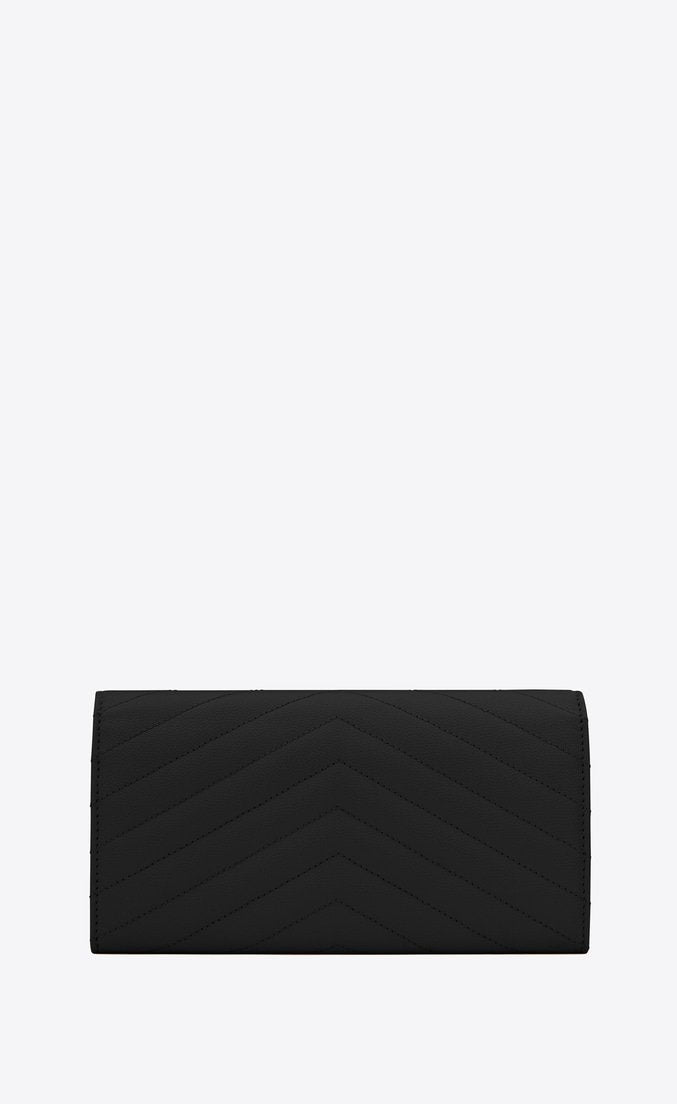 Saint Laurent Monogram Large Flap Wallet Black De Poudre