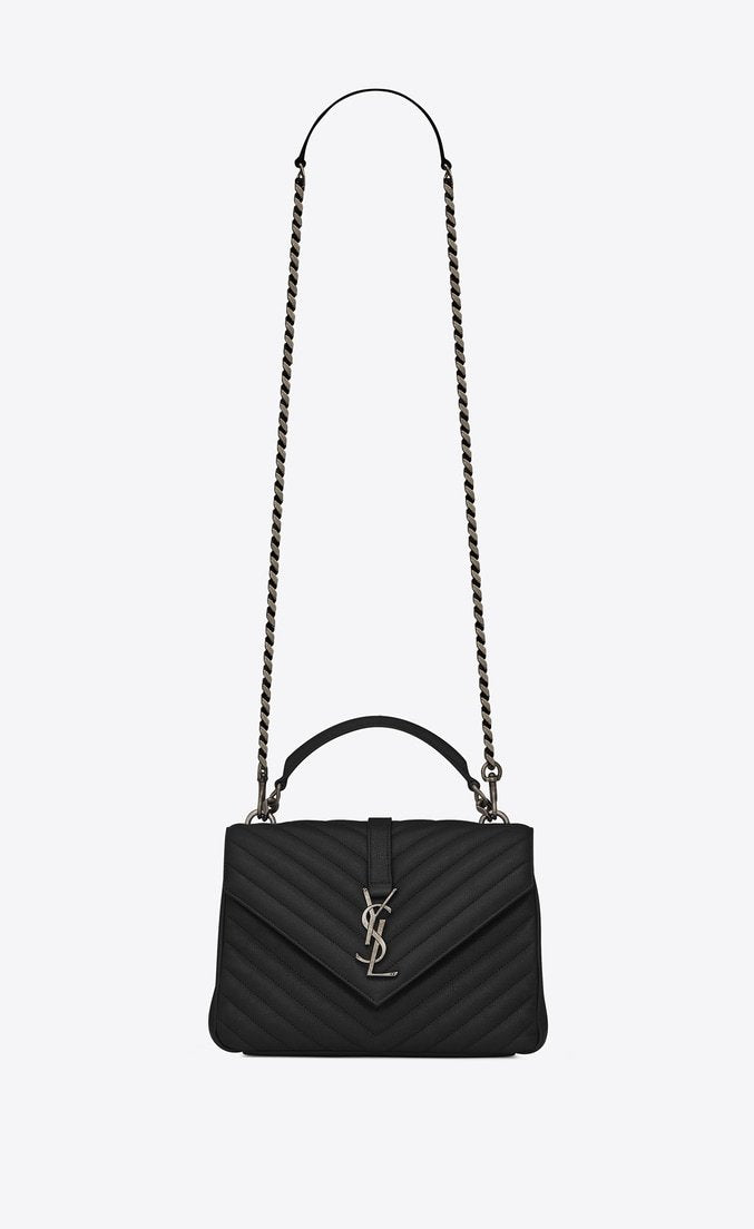 Saint Laurent Classic Medium College Monogram Black Silver-Toned