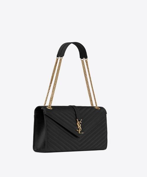 Saint Laurent Classic Medium College Monogram Blue Gold-Toned