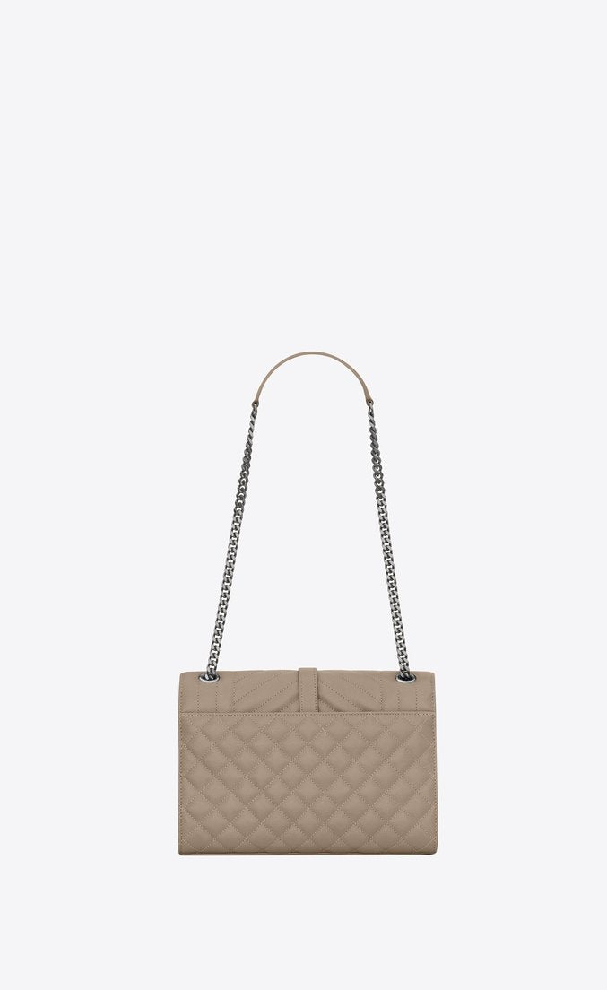 Saint Laurent Envelope Medium Bag in Mix Matelasse Grain De Poudre Embossed Leather Latte