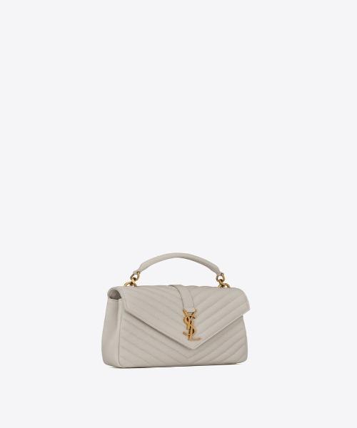 Saint Laurent Classic Medium College Monogram White Gold-Toned