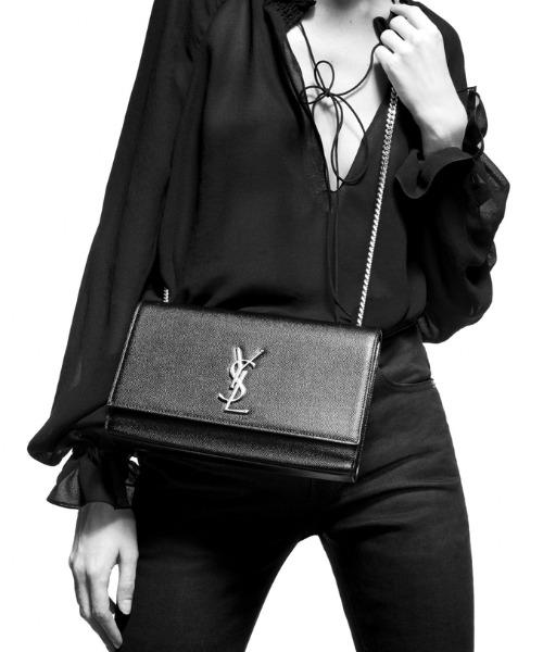 Saint Laurent Kate Medium In Grain De Poudre Embossed Leather Black