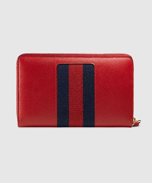Gucci Sylvie Leather Continental Wallet Hibiscus Red
