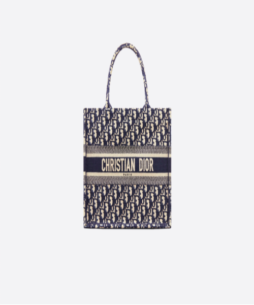 Dior Book Tote Bag In Embroidered Canvas Blue Dior Oblique