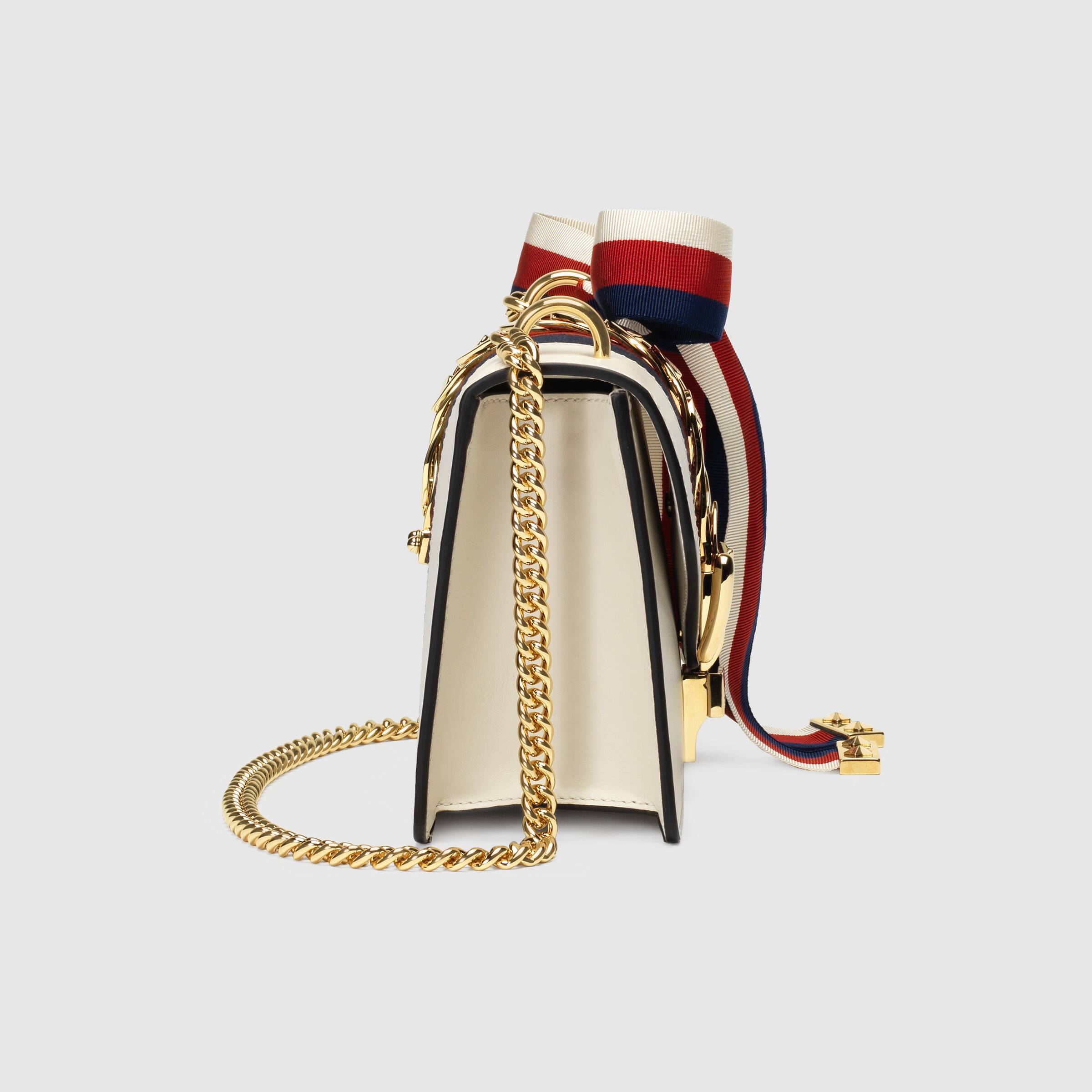 Gucci Sylvie Leather Mini Chain Bag White