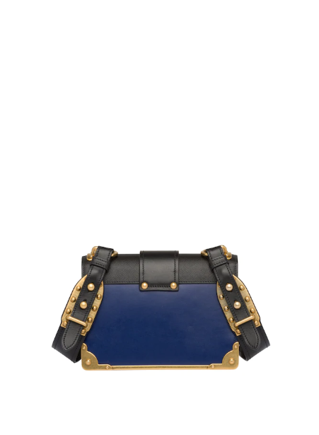 Prada Cahier Leather Shoulder Bag Blue