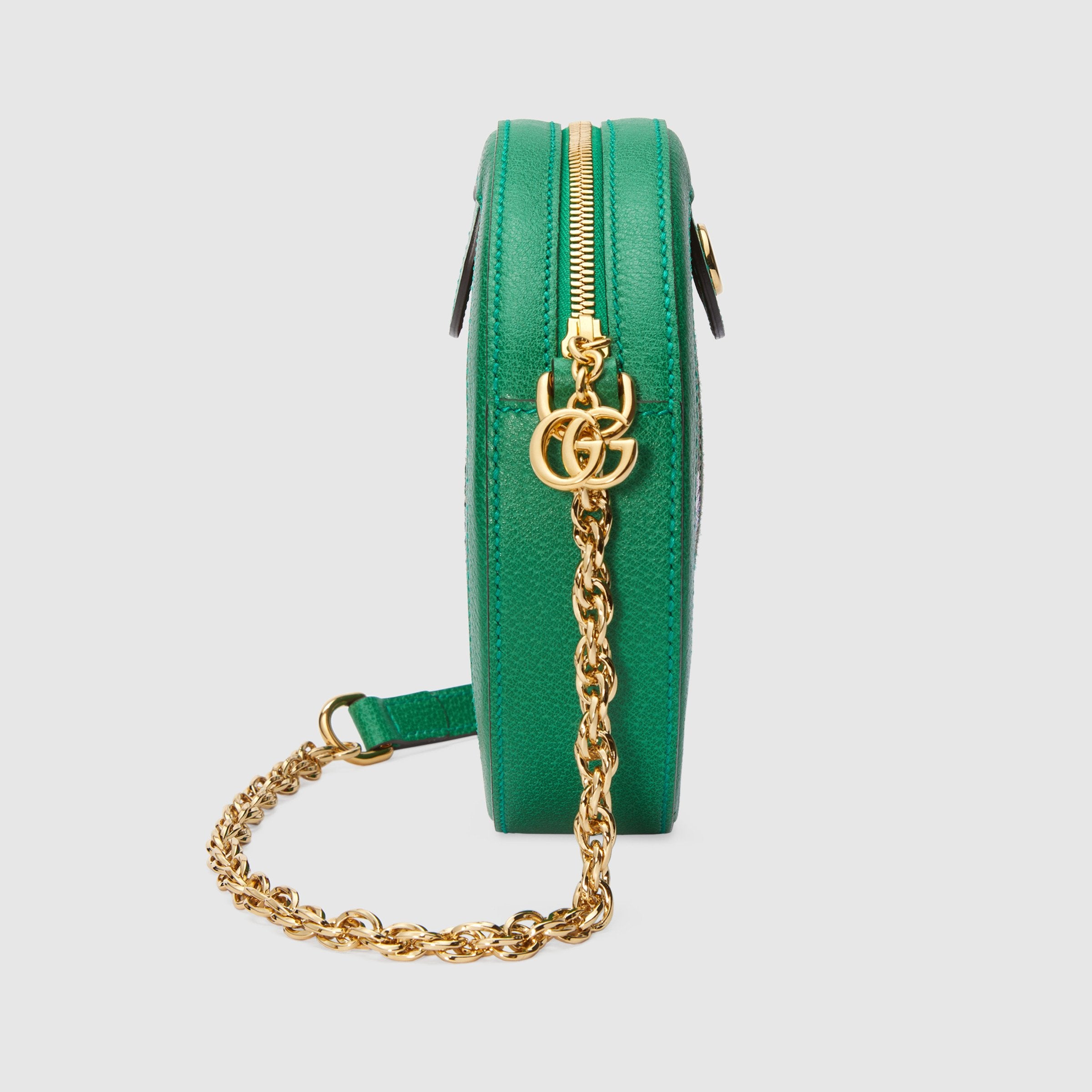Gucci Ophidia GG Flora Mini Round Shoulder Bag Green