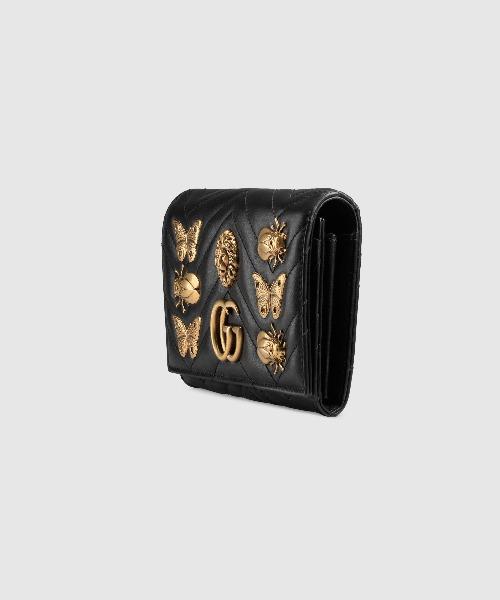 Gucci GG Marmont Continental Wallet With Animal Studs Black