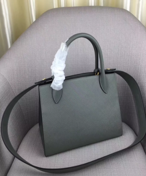 Prada Monochrome Saffiano Leather Bag Grey