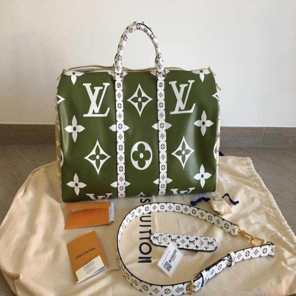 LV Keepall Bandouliere 50 Giant Monogram Green/Beige