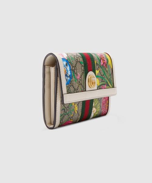 Gucci Ophidia GG Flora Continental Wallet White