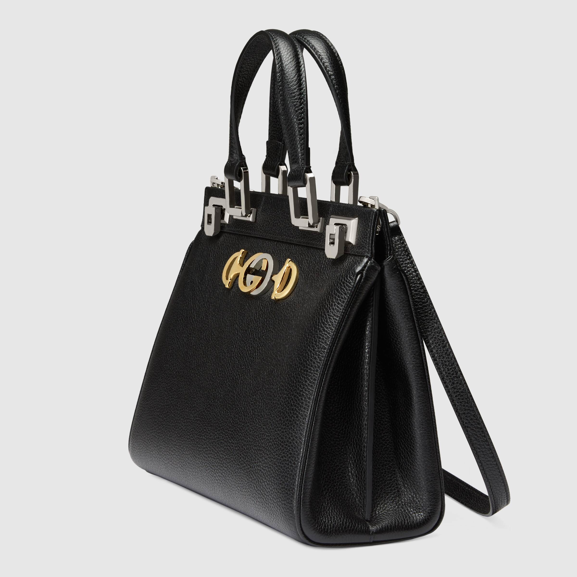 Gucci Zumi Grainy Leather Small Top Handle Bag Black