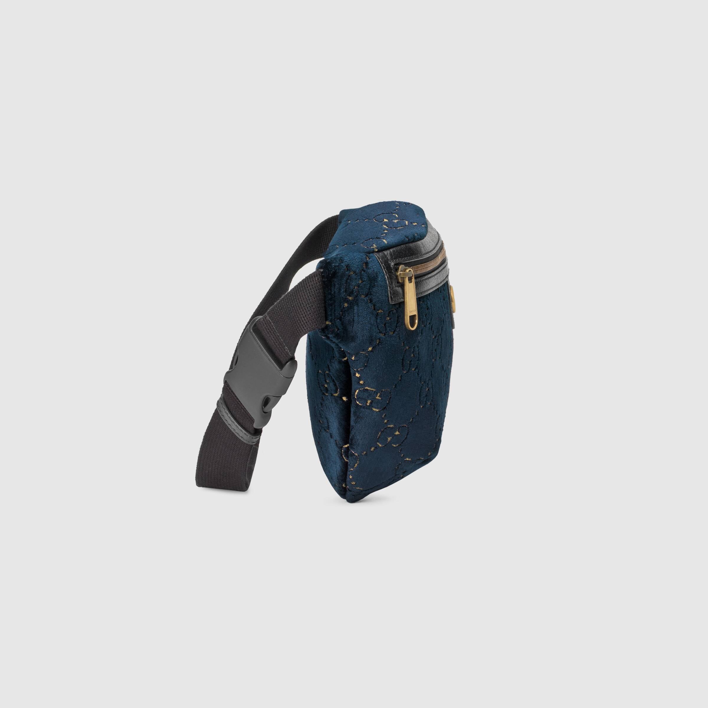 GG Velvet Belt Bag Dark Blue