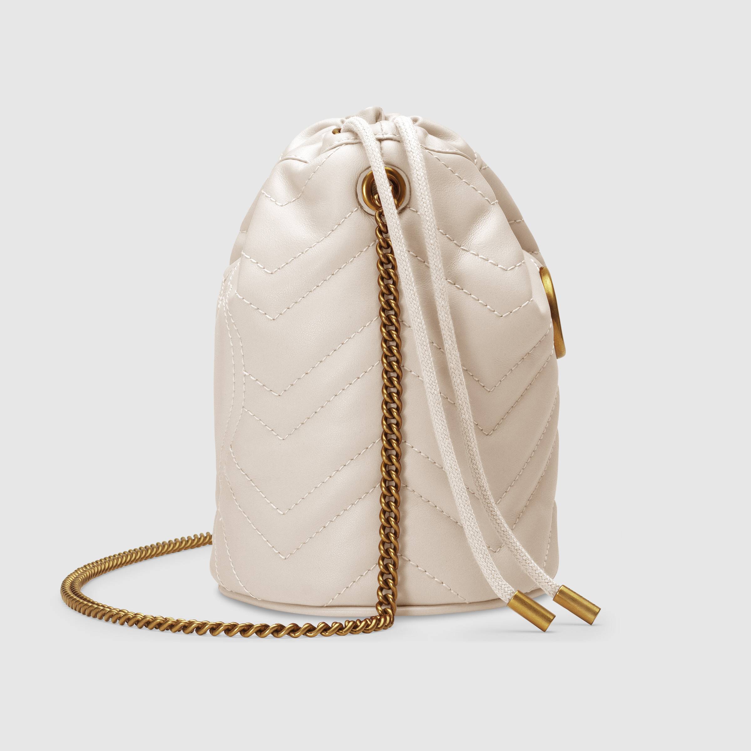 Gucci GG Marmont Mini Bucket Bag White