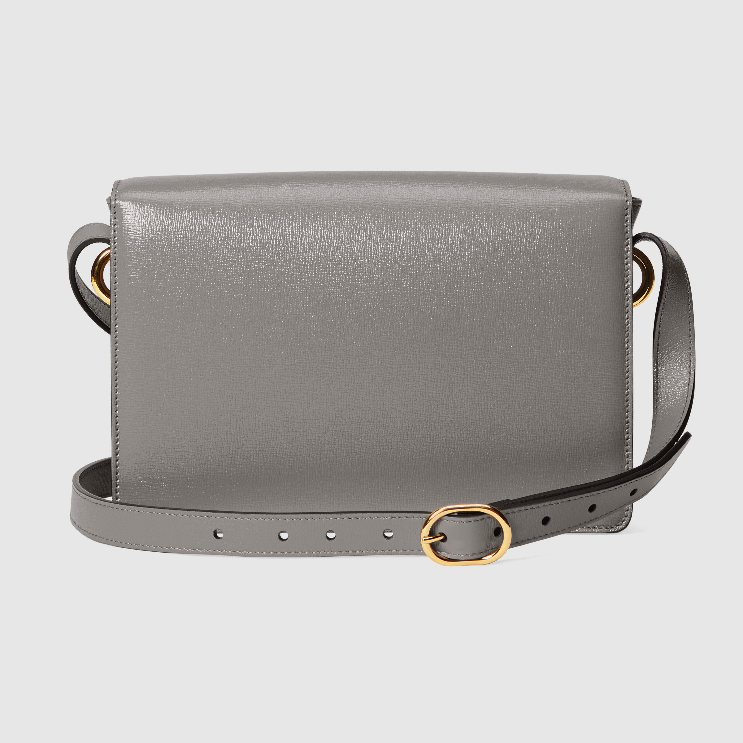 Gucci Small Leather Shoulder Bag Dusty Grey