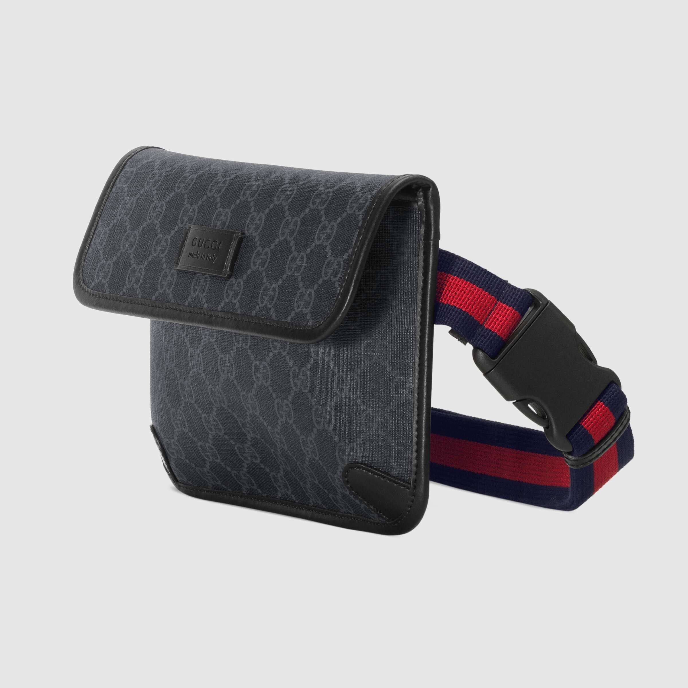 Gucci GG Supreme Black Flap Belt Bag
