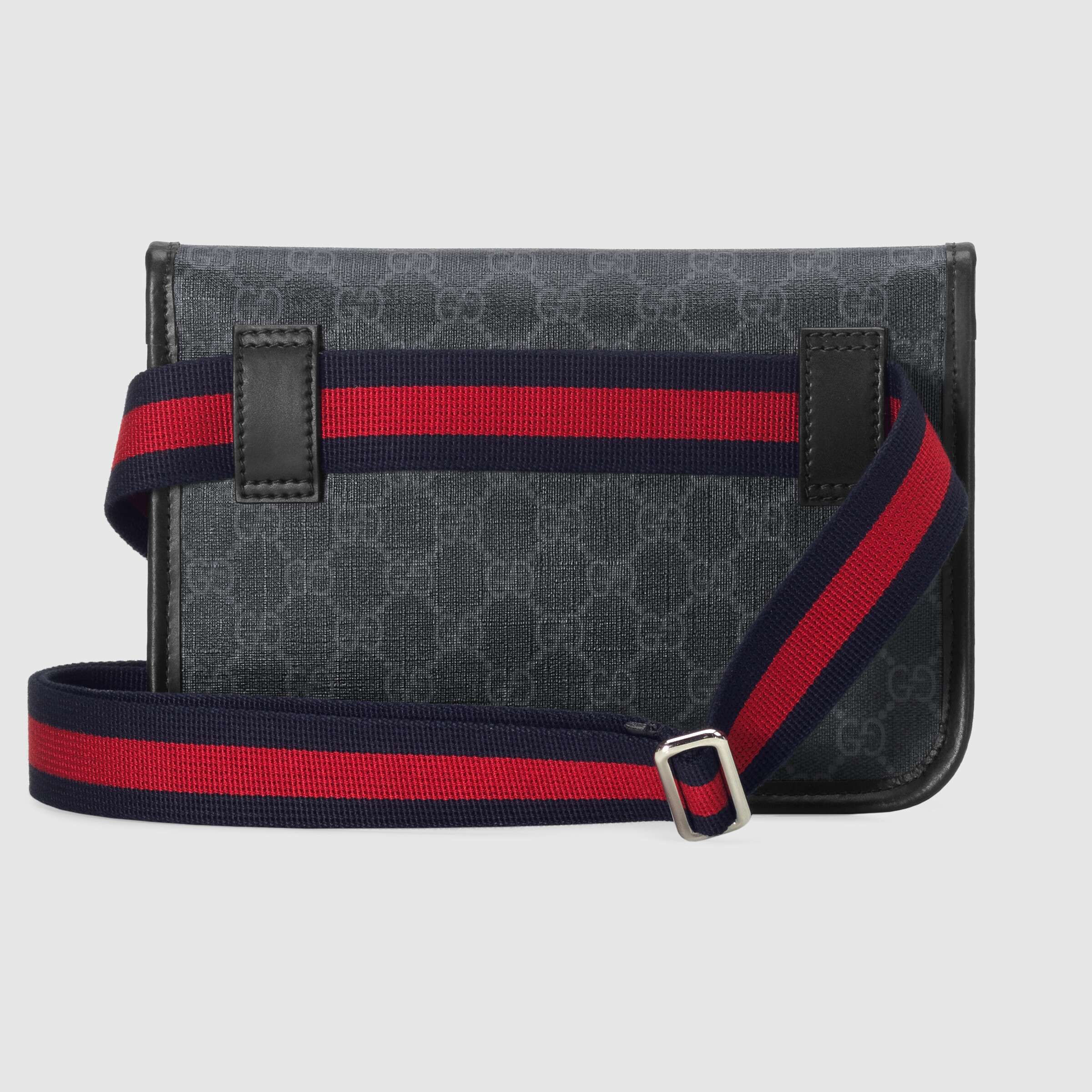 Gucci GG Supreme Black Flap Belt Bag