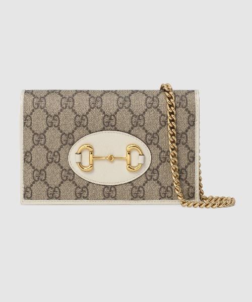 Gucci 1955 Horsebit Wallet With Chain GG Supreme Brown