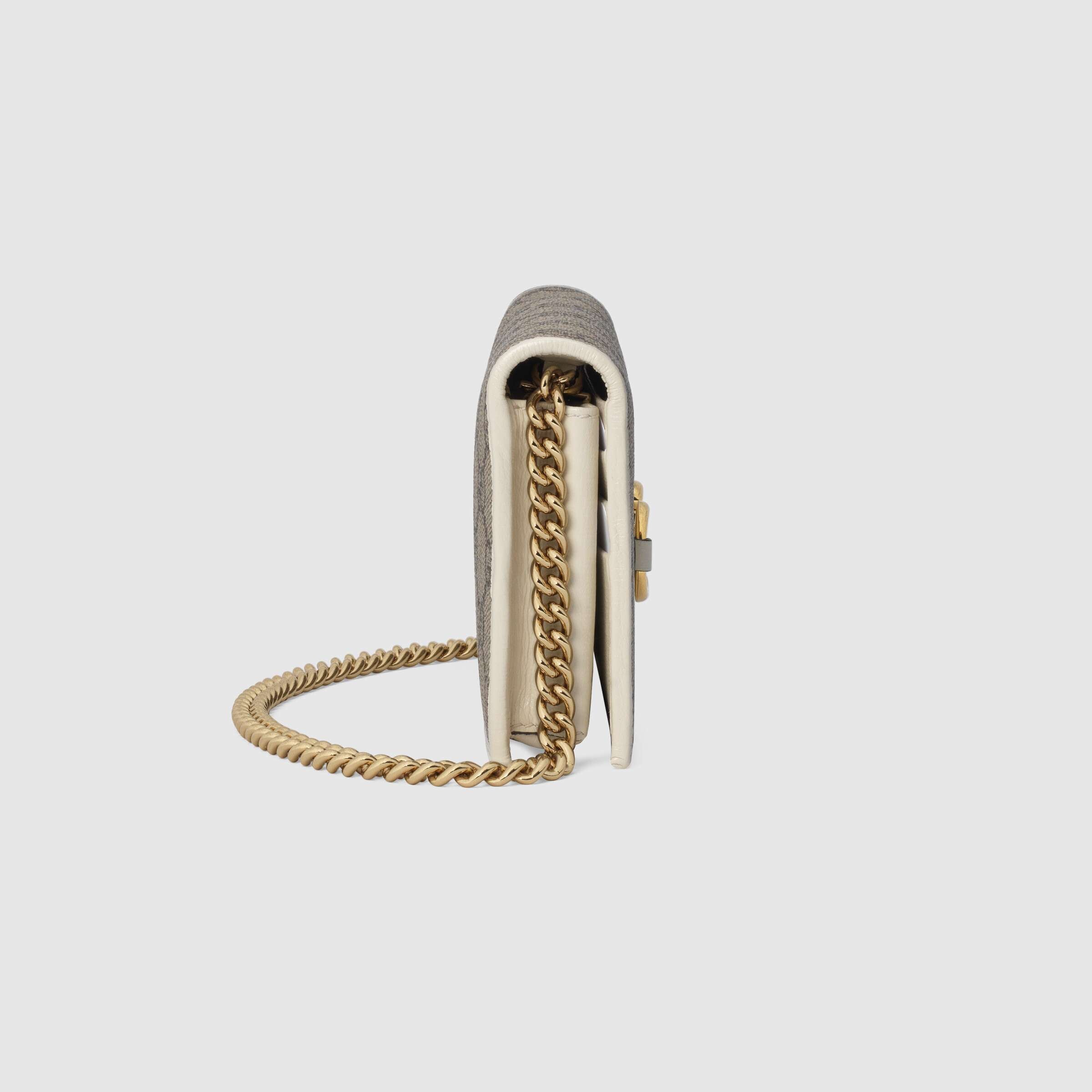 Gucci 1955 Horsebit Wallet With Chain GG Supreme White