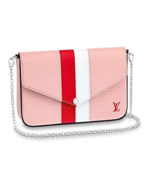 LV Pochette Felicie Epi Leather Rose Ballerine