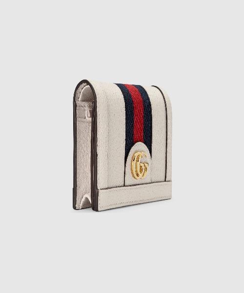 Gucci Ophidia Leather Card Case Wallet White