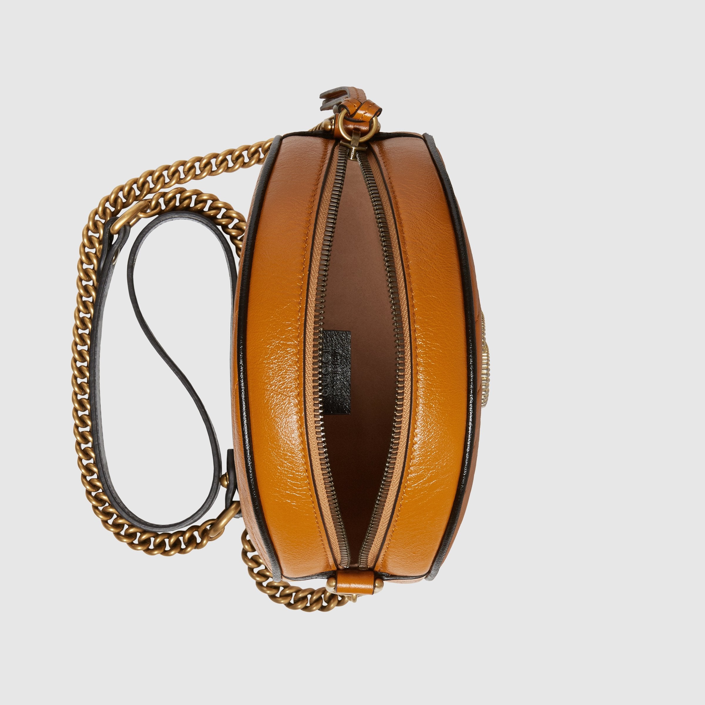 Gucci GG Marmont Mini Round Shoulder Bag Cognac
