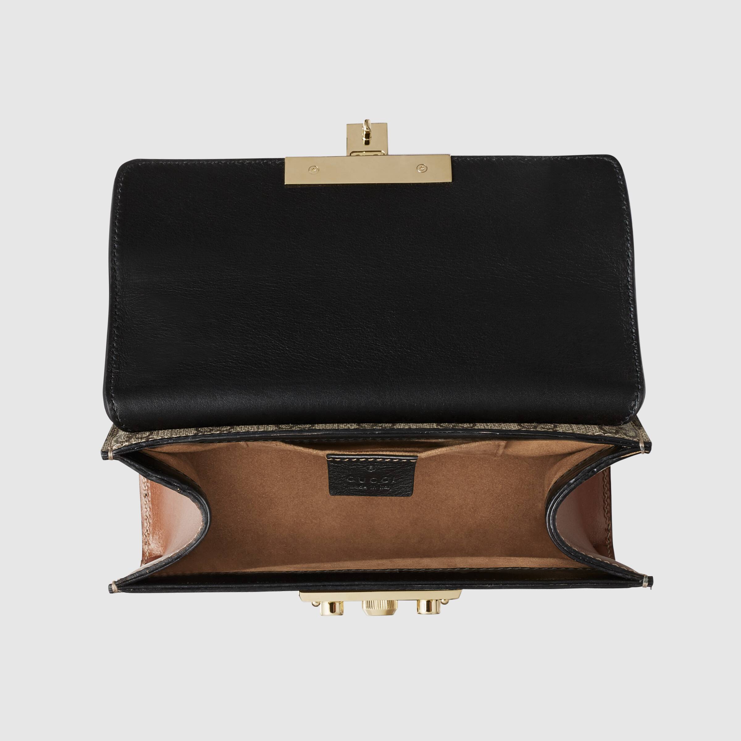 Gucci Padlock Small GG Supreme Canvas Shoulder Bag Black/Brown
