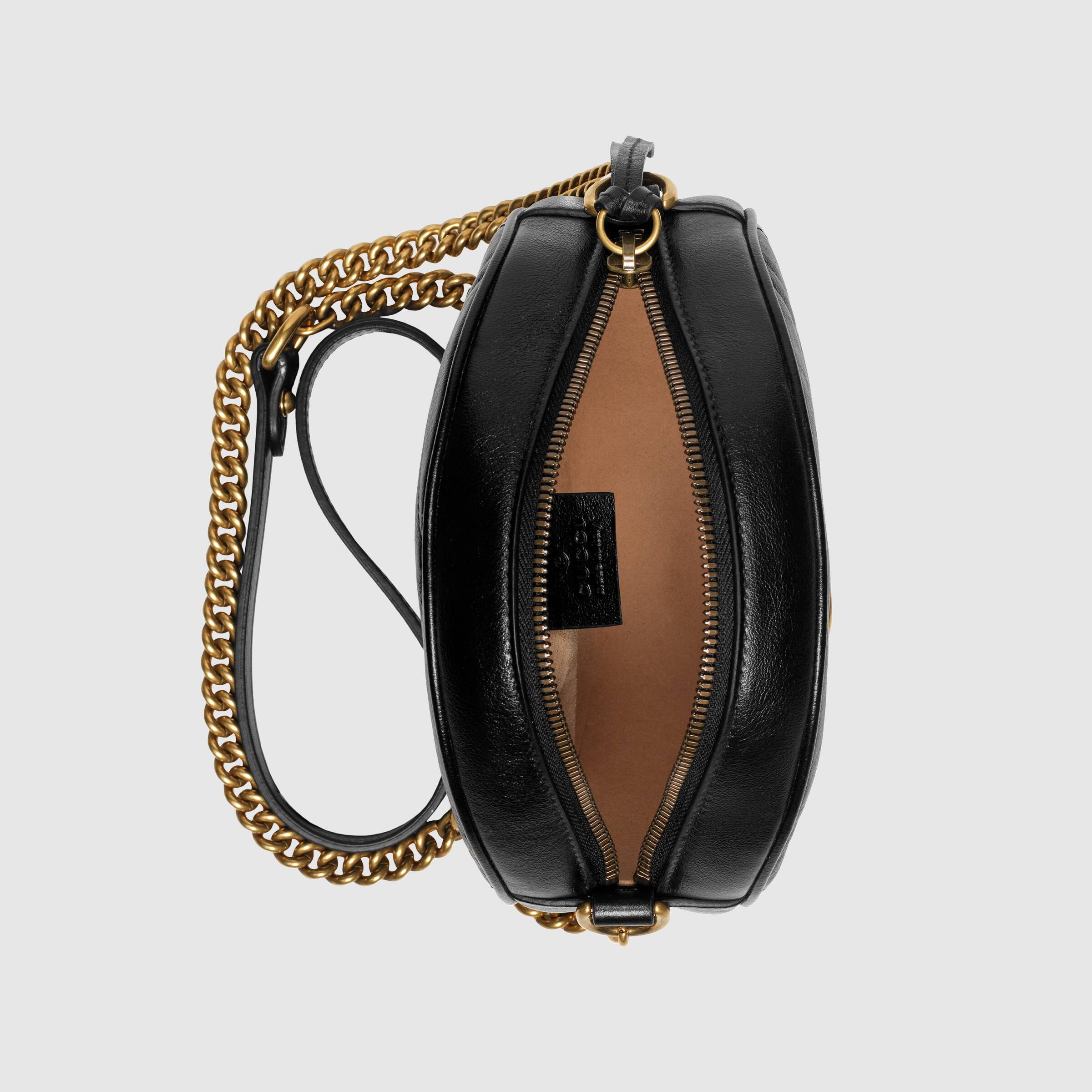 Gucci GG Marmont Mini Round Shoulder Bag Black
