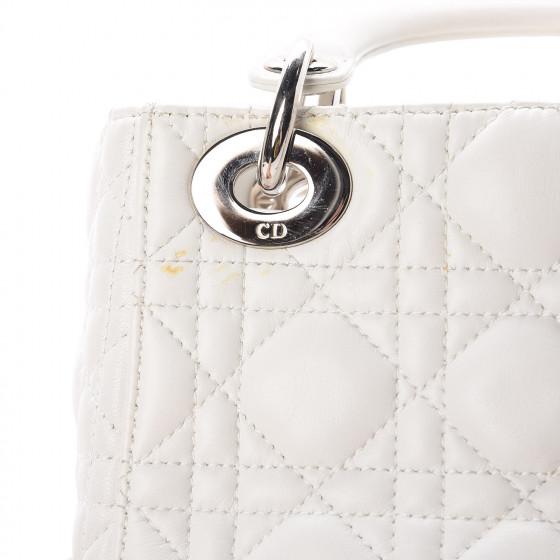 Mini Lady Dior Lambskin Bag Off-White