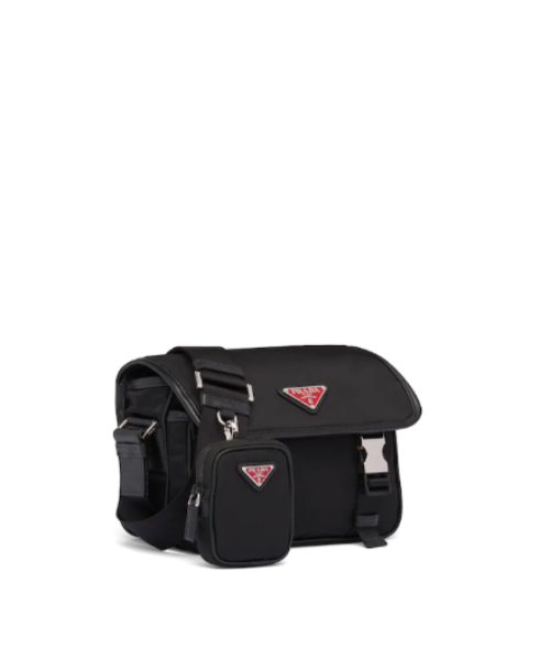 Prada Nylon Cross-Body Bag Buckles Black