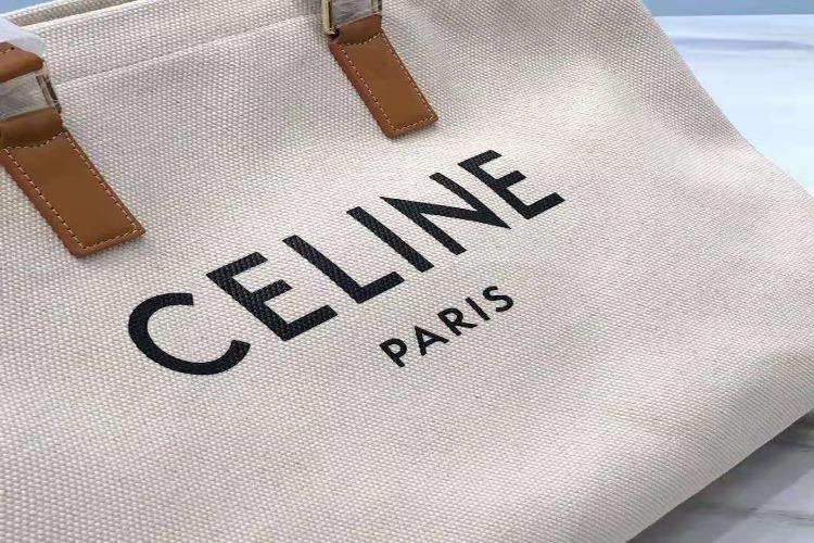 Celine Horizontal Cabas Celine In Canvas With Celine Print And Calfskin