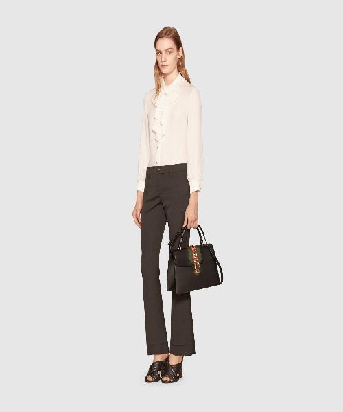 Gucci Sylvie Medium Top Handle Bag Black Leather