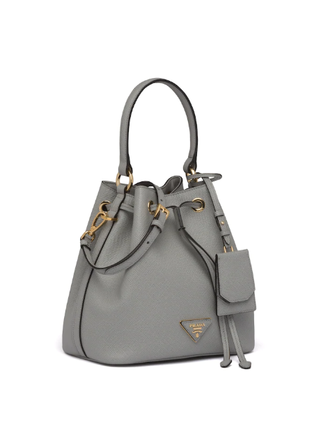 Prada Saffiano Leather Bucket Bag Grey